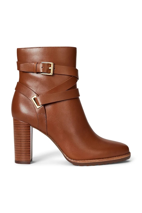Lauren Ralph Lauren stivaletti alla caviglia in pelle Cllns Bt Hl donna colore marrone 802974385001