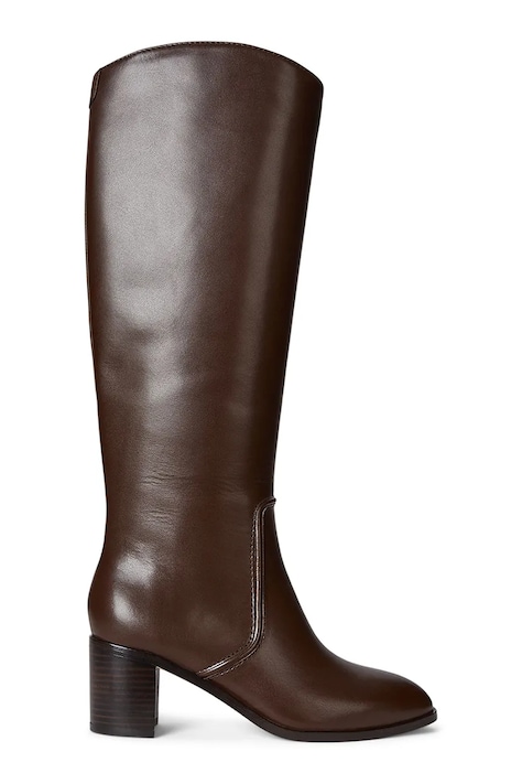 Кожени ботуши Lauren Ralph Lauren Charly в кафяво с дебел ток 802974388002