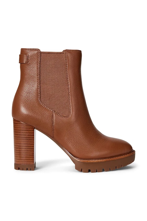 Δερμάτινες μπότες Lauren Ralph Lauren Layne γυναικείες, χρώμα: καφέ, 802974391002