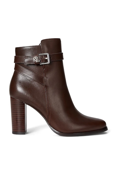Lauren Ralph Lauren bőr csizma Brke Bt Hl 2 barna, magassarkú, 802974475002