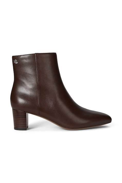 Lauren Ralph Lauren bőr csizma Demi barna, enyhén téliesített, magassarkú, 802974503002