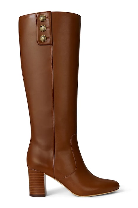 Lauren Ralph Lauren stivali in pelle Kenndi Tl Hl donna colore marrone 802977889001