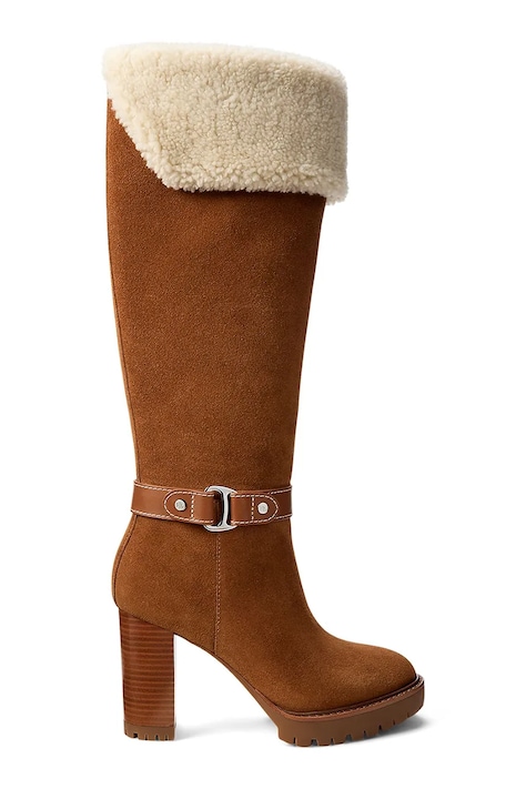 Lauren Ralph Lauren stivali in pelle scamosciata Tasha Tl Hl donna colore marrone 802977893002