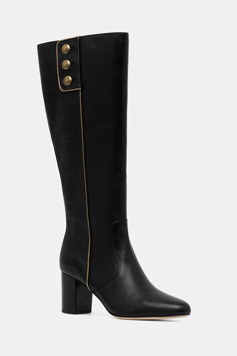 Lauren Ralph Lauren kozaki skórzane Kenndi Tl Hl damskie kolor czarny na słupku 802980067001