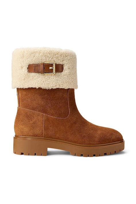 Semišové boty Lauren Ralph Lauren Allyson Srlg dámské, hnědá barva, na platformě, 802980553002