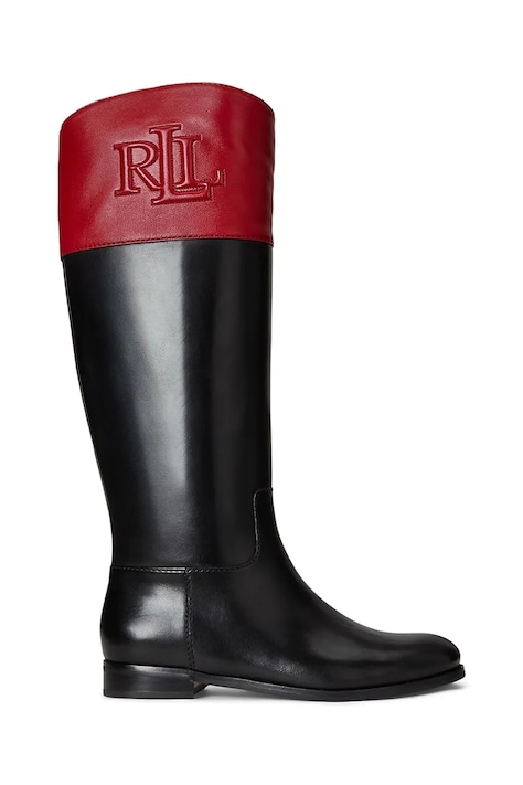 Кожаные сапоги Lauren Ralph Lauren Justine II цвет чёрный на плоском каблуке 802980557001
