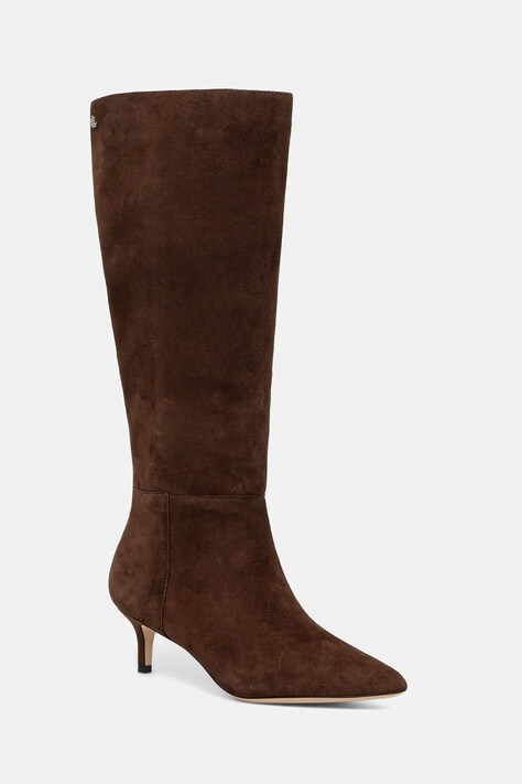 Lauren Ralph Lauren kozaki zamszowe Mckay Tl Hl damskie kolor brązowy na szpilce 802967811004