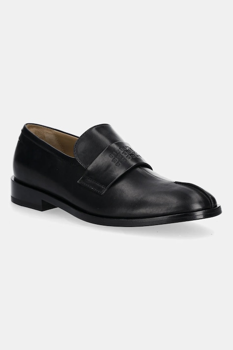 Шкіряні мокасини MM6 Maison Margiela колір чорний на плоскому ходу S59WR0096.P5000.T8013