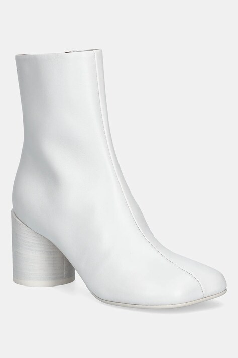 Кожени боти MM6 Maison Margiela в бяло с дебел ток S59WU0235.P3628.T1003