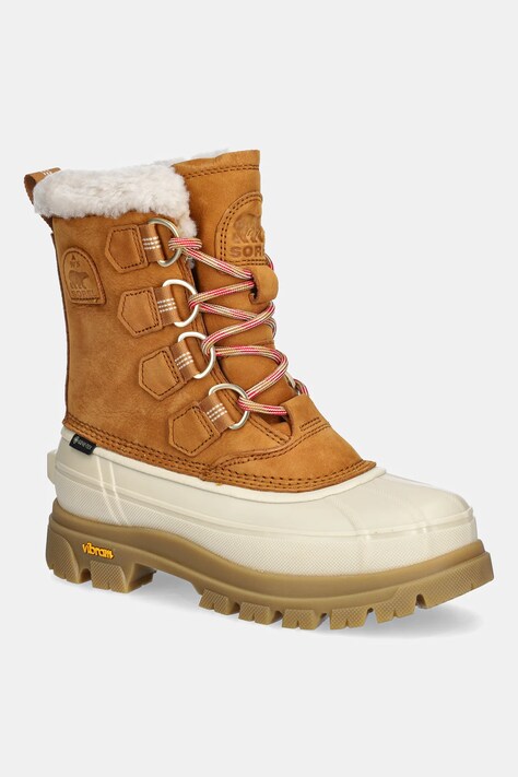 Sorel botki CARIBOU HORIZON GTX damskie kolor brązowy na płaskim obcasie 2138461708