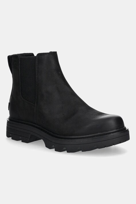 Sorel sztyblety nubukowe REVEL RD CHELSEA WP damskie kolor czarny na płaskim obcasie 2144881010