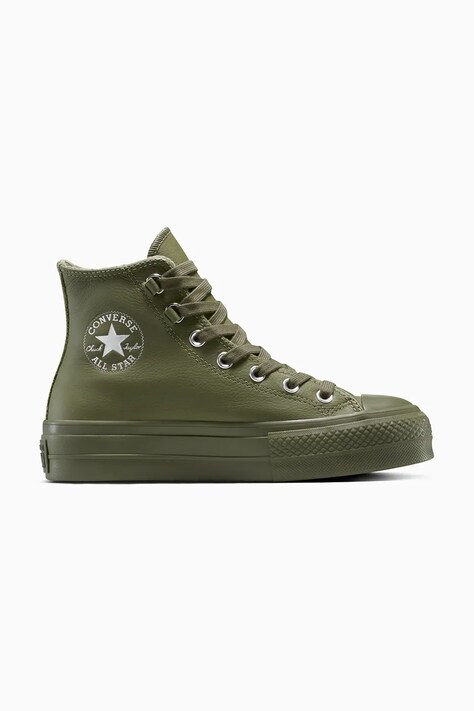 Converse trampki skórzane Chuck Taylor All Star Lift kolor zielony A12968C
