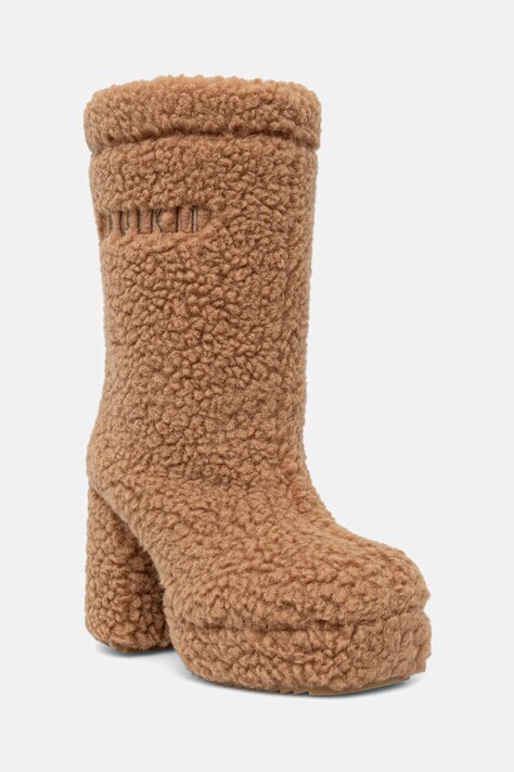 Inuikii botine Curly High Heel culoarea bej, cu toc drept, 1002.018.0011.250