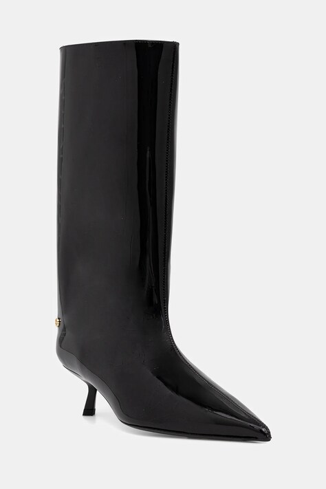 Anine Bing kozaki skórzane hilda damskie kolor czarny na małym obcasie A.14.11372