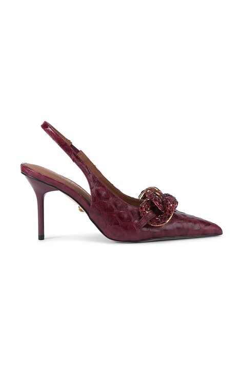 Kurt Geiger London szpilki skórzane Crystal Chain Slingback kolor czerwony 4986554719