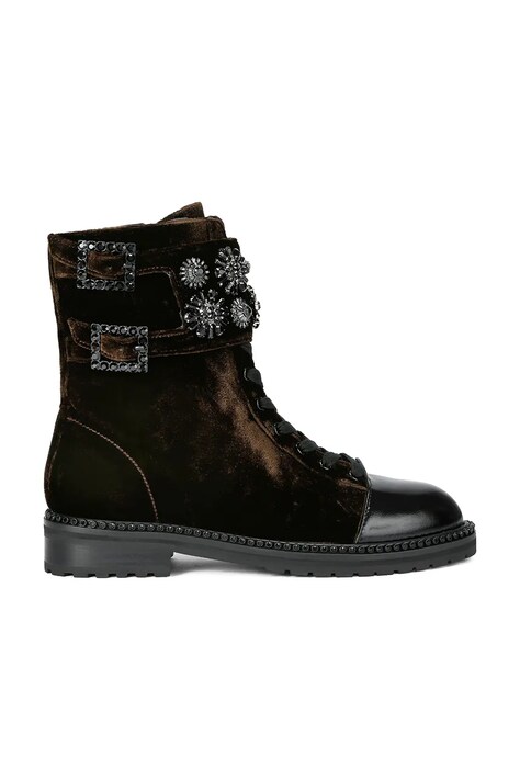 Čizme Kurt Geiger London Stoop Combat Boot boja: smeđa, ravni potplat, 4995235789
