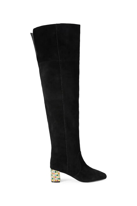 Kurt Geiger London kozaki zamszowe Chelsea Block Otk Boot damskie kolor czarny na słupku 5003300209