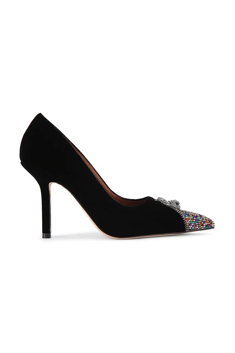 Kurt Geiger London szpilki zamszowe Zip Court kolor czarny 4987309789
