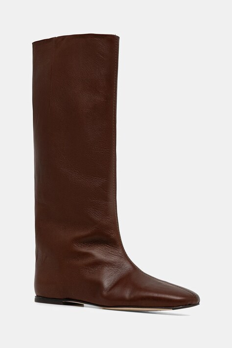 Miista ghete de piele Severine culoarea maro, cu toc plat, MI_5776