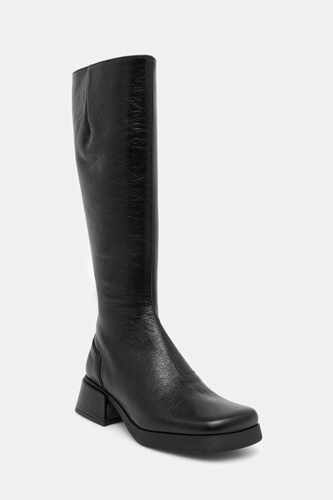 Miista ghete de piele Brunildha culoarea negru, cu toc plat, E8_4057