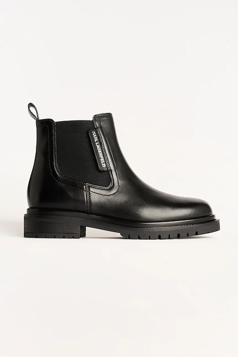 Karl Lagerfeld cizme de piele BINKY culoarea negru, cu toc plat, KL47545