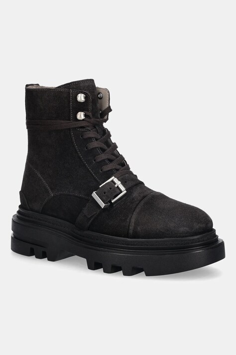 AllSaints botki zamszowe ASTRID SUEDE BOOT damskie kolor brązowy na platformie W004FD