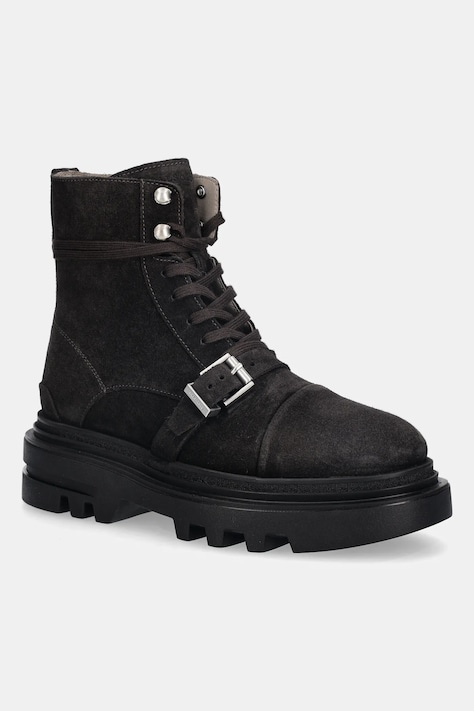 Gležnječe od brušene kože AllSaints ASTRID SUEDE BOOT boja: smeđa, s platformom, W004FD