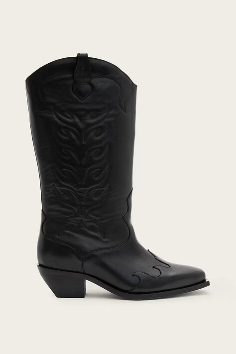 AllSaints kowbojki skórzane DOLLY BOOT damskie kolor czarny na słupku W063FC