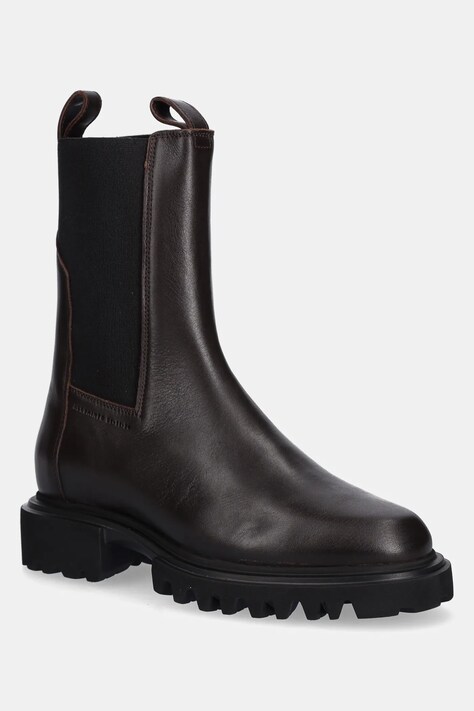 AllSaints sztyblety skórzane HALLIE BOOT damskie kolor brązowy na płaskim obcasie W115FB