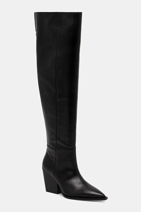 AllSaints kozaki skórzane Reina Zip Boot damskie kolor czarny na słupku W024FD