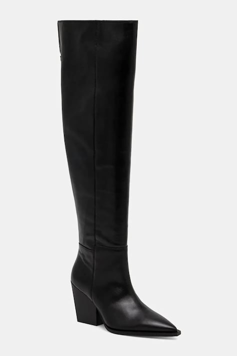 AllSaints kozaki skórzane Reina Zip Boot damskie kolor czarny na słupku W024FD