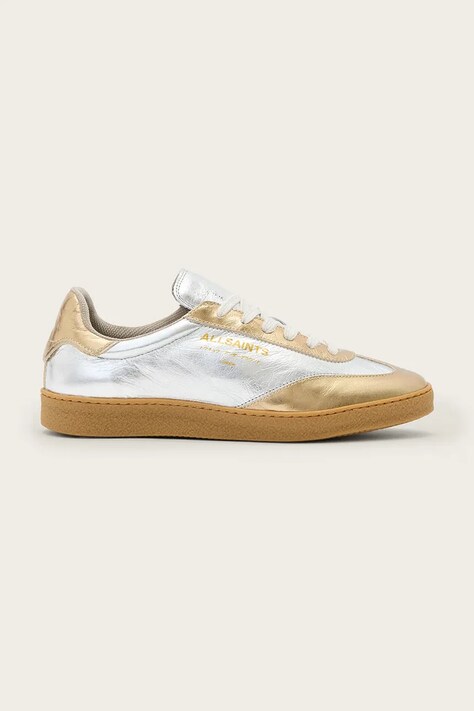 AllSaints sneakersy skórzane THELMA MET SNEAKER damskie kolor srebrny W072FB