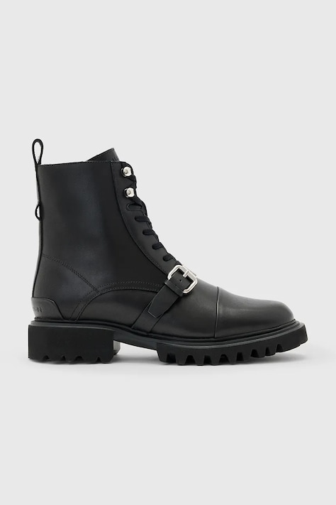 Kožne čizme AllSaints TORI BOOT boja: crna, ravni potplat, W119FB
