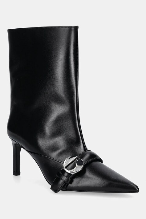 Kožne gležnjače Coperni Ankle Heeled Belt Boots boja: crna, s tankom potpeticom, COPSH87F6058