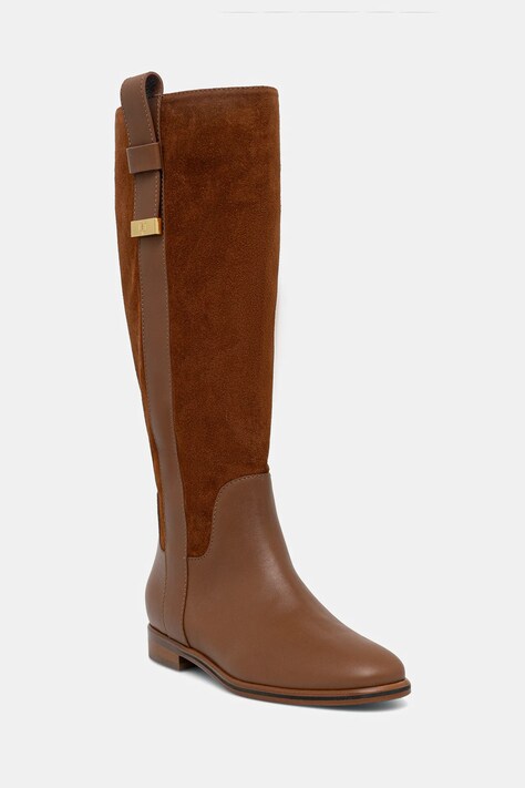 Pollini ghete de piele culoarea maro, cu toc plat, PA26013C0NPA220A
