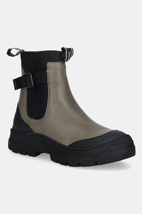 Barbour botki Klara Chelsea Boot damskie kolor zielony na płaskim obcasie LFO0787CM11