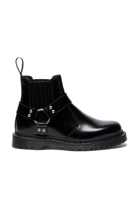 Кожаные полусапоги Dr. Martens 2976 Harness Chelsea цвет чёрный на плоском каблуке DM41387001
