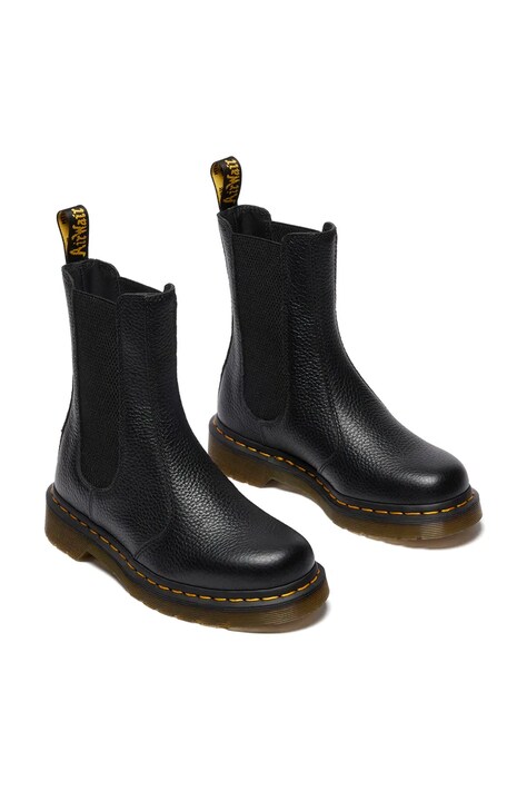 Dr. Martens sztyblety skórzane 2976 Hi Chelsea Boot damskie kolor czarny na płaskim obcasie DM41404001