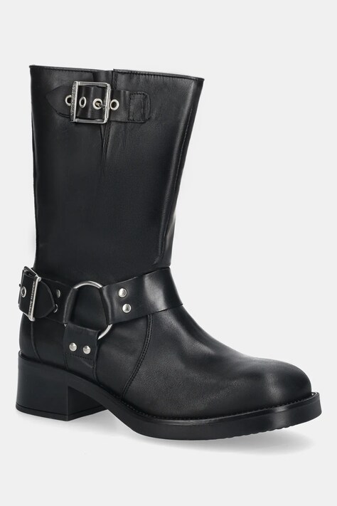 Steve Madden botki skórzane Blessing damskie kolor czarny na płaskim obcasie lekko ocieplone 11003172
