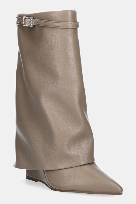 Steve Madden botki Shocker damskie kolor beżowy na koturnie 11002871