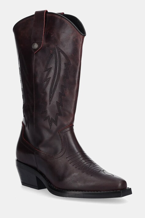 Steve Madden kowbojki skórzane Wallace damskie kolor bordowy na słupku 11003850