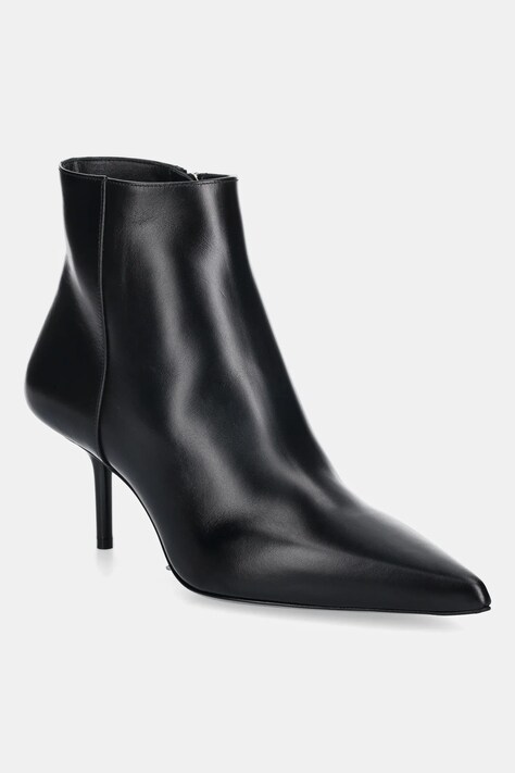 Max Mara botki skórzane LIGHTBOOTIE damskie kolor czarny na szpilce 2524796011600