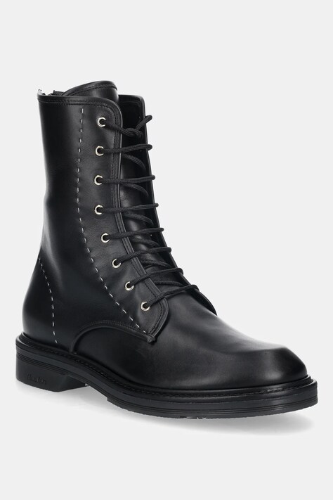 Max Mara workery skórzane URBANCOMBACT damskie kolor czarny na płaskim obcasie 2524796031600