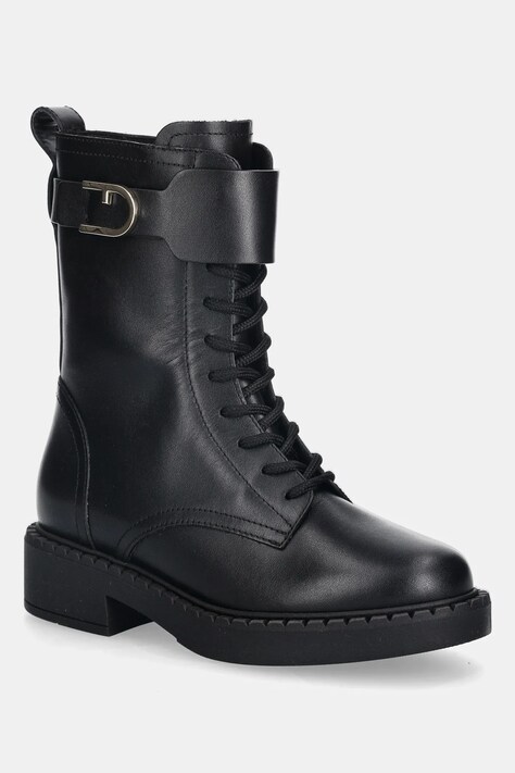 Furla buty skórzane New Legacy Army Boot damskie kolor czarny na płaskim obcasie YK11FNL BX4223 O6000