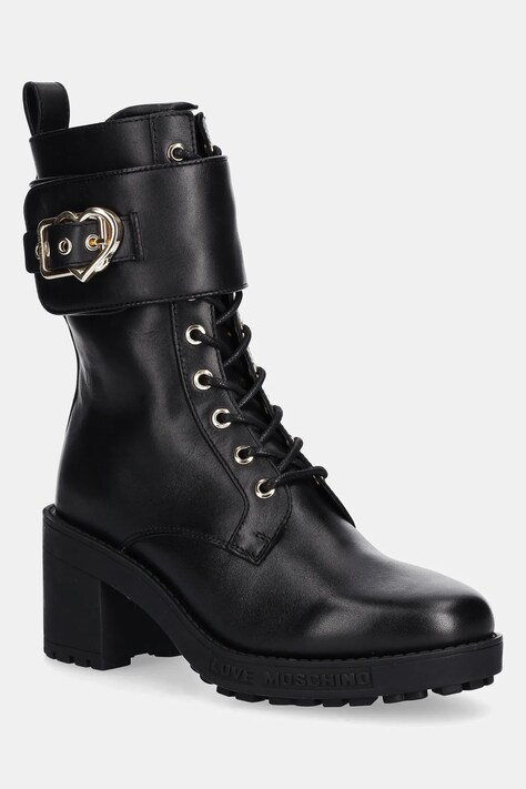 Love Moschino botki zamszowe damskie kolor czarny na słupku JA24287G0NIA0000