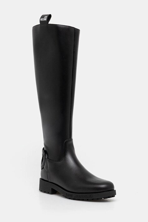 Love Moschino ghete de piele culoarea negru, cu toc plat, JA26064G0NIA0000