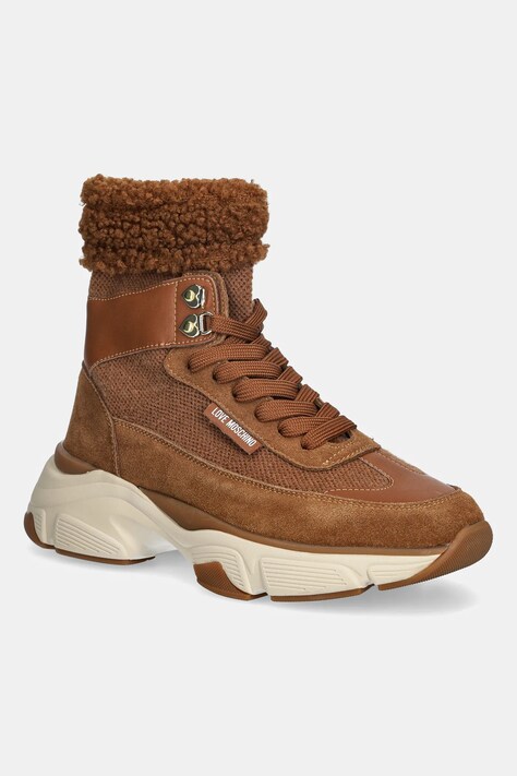 Love Moschino sneakersy damskie kolor brązowy JA15366G0NIY721A