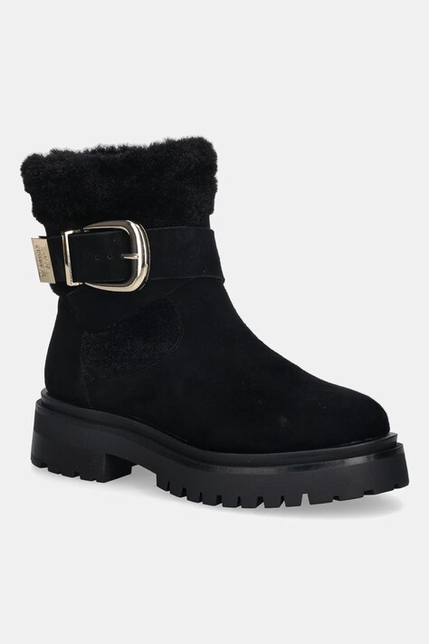 Steve Madden botki zamszowe dziecięce Lodge damskie kolor czarny na płaskim obcasie 11004980