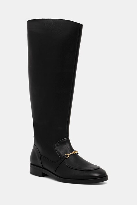 Steve Madden kozaki skórzane Night damskie kolor czarny na płaskim obcasie 11004951