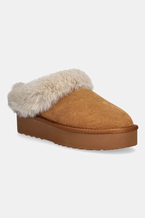 Παντόφλες σουέτ Steve Madden Snow χρώμα: καφέ, 11005021